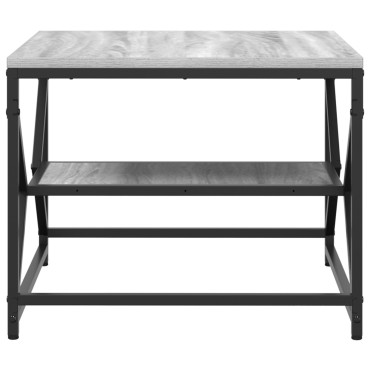 vidaXL Τραπέζι Καφέ με Ράφι - Γκρι Σονόμα - 51x50x40cm - Κατασκευασμένο από Επεξεργασμένο Ξύλο 1 τεμ.