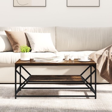 vidaXL Τραπεζάκι Καφέ με Ράφι Καπνιστής Δρυς 90x50x40cm Μοριοσανίδα 1 τεμ.