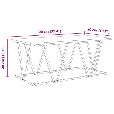 vidaXL Τραπεζάκι Καφέ  Σονομά Οξιάς 100x50x40cm Φτιαγμένο από Επεξεργασμένο Ξύλο και Μέταλλο 1 τεμ.