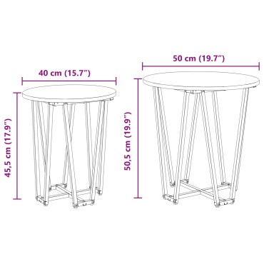 vidaXL σετ τραπεζιών  των 2 - Μαύρη Βελανιδιά MDF και Μέταλλο