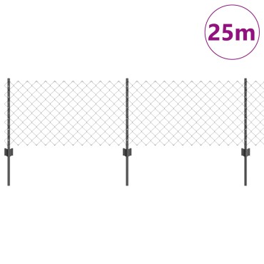 vidaXL Περίφραξη αλυσίδας  με 22 U Posts Γκρι 0.6x25 μ. Σίδερο