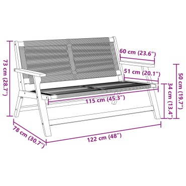 vidaXL Πάγκος Κήπου Γκρι 76x122x73cm Μασίφ Ξύλο Ακακίας