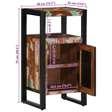 vidaXL Ντουλάπι Μπάνιου Πολύχρωμο 40x35x75cm Μασίφ Ξύλο Ανακυκλωμένο