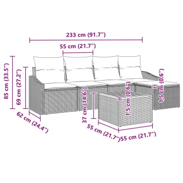 vidaXL Σετ 6 Τεμαχίων Καναπέ Κήπου με Μαξιλάρια Μπεζ Πολυρατάν