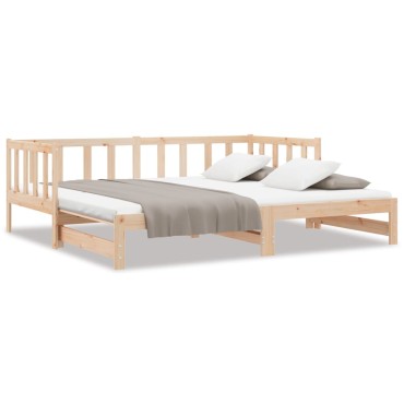 vidaXL Καναπές Κρεβάτι Συρόμενος 90x200cm Μασίφ Ξύλο Πεύκου 1 τεμ. - Μονό