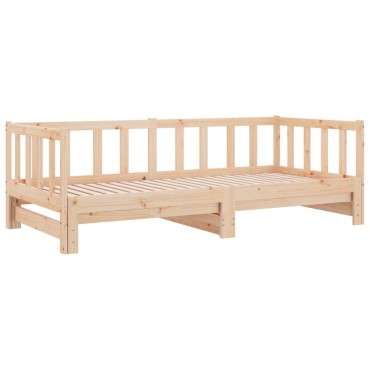 vidaXL Καναπές Κρεβάτι Συρόμενος 90x200cm Μασίφ Ξύλο Πεύκου 1 τεμ. - Μονό