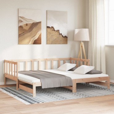 vidaXL Καναπές Κρεβάτι Συρόμενος 90x200cm Μασίφ Ξύλο Πεύκου 1 τεμ. - Μονό