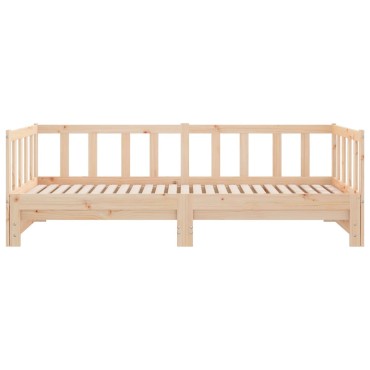 vidaXL Καναπές Κρεβάτι Συρόμενος 90x200cm Μασίφ Ξύλο Πεύκου 1 τεμ. - Μονό