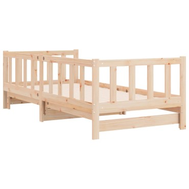 vidaXL Καναπές Κρεβάτι Συρόμενος 90x200cm Μασίφ Ξύλο Πεύκου 1 τεμ. - Μονό
