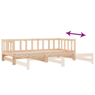 vidaXL Καναπές Κρεβάτι Συρόμενος 90x200cm Μασίφ Ξύλο Πεύκου 1 τεμ. - Μονό