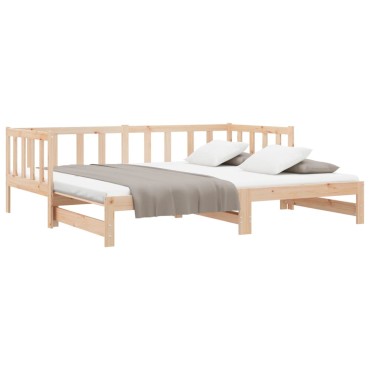 vidaXL Καναπές Κρεβάτι Συρόμενος 90x200cm Μασίφ Ξύλο Πεύκου 1 τεμ. - Μονό