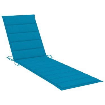 vidaXL Ξαπλώστρα από Μασίφ Ξύλο Teak με Μπλε Μαξιλάρι 1 τεμ.
