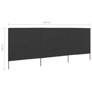 vidaXL Προστατευτικό Αέρα με 3 Πάνελ Ανθρακί 400 x 160 εκ. Υφασμάτινο