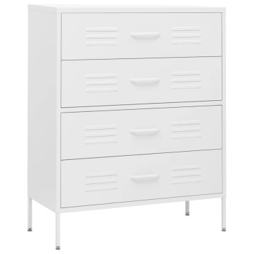 vidaXL Συρταριέρα Λευκό 80x35x101,5cm από Ατσάλι 1 τεμ.