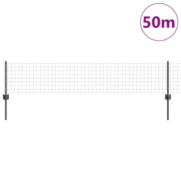 vidaXL Φράχτης Euro με 22 Υποστηρίγματα Γκρι 0,4x50 m Ατσάλι