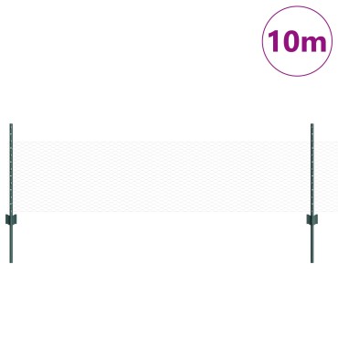 vidaXL Στήλες Φράκτη 11 τεμ U-Channel Πράσινο 60cm Ατσάλι, vidaXL Εξαγωνικός Φράκτης Πράσινος 0.5x10 μ Ατσάλι
