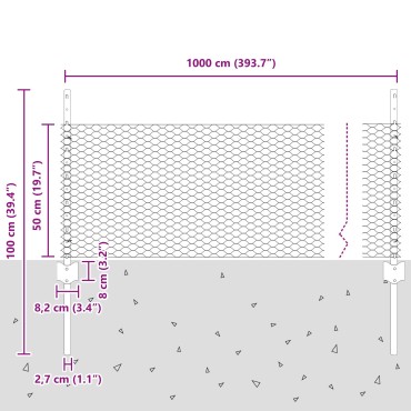 vidaXL Στήλες Φράκτη 11 τεμ U-Channel Πράσινο 60cm Ατσάλι, vidaXL Εξαγωνικός Φράκτης Πράσινος 0.5x10 μ Ατσάλι