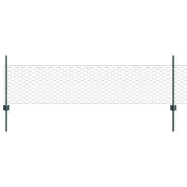 vidaXL Στήλες Φράκτη 11 τεμ U-Channel Πράσινο 80cm Ατσάλι, vidaXL Φράχτης Εξαγωνικός Πράσινος 0,5x10 μ Ατσάλι