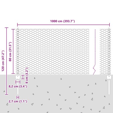 Φράχτες vidaXL 5 τμχ U-Channel Πράσινοι 80cm Χάλυβας, Φράχτης Εξαγώνου vidaXL Πράσινος 0.8x10 μ Χάλυβας