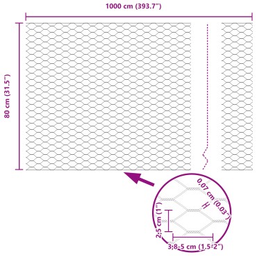 Πόδια Φράχτη vidaXL 5 τμχ U-Channel Πράσινο 80cm Μέταλλο, Φράχτης Εξαγώνου vidaXL Πράσινος 0.8x10 μ Μέταλλο
