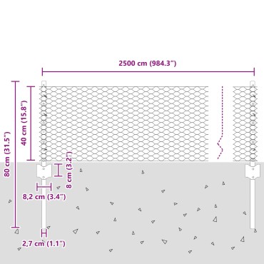 vidaXL Πόστα περίφραξης 11 τμχ U-Channel Πράσινο 40cm Σιδερένιο, vidaXL Εξαγωνική Περίφραξη Πράσινο 0.4x25 μ Σιδερένιο