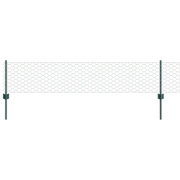 vidaXL Κολώνες Φράχτη 11 τεμ U-Channel Πράσινες 40cm Χάλυβα, vidaXL Εξαγωνική Φράχτη Πράσινη 0.4x25 μ Χάλυβα