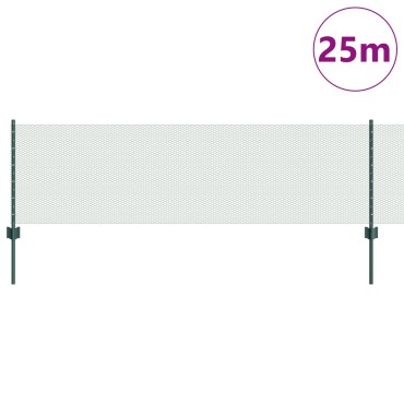 vidaXL Στυλοί Φράχτη 11 τμχ U-Channel Πράσινοι 60cm Χάλυβας, vidaXL Εξαγωνικός Φράχτης Πράσινος 0.6x25 μ Χάλυβας