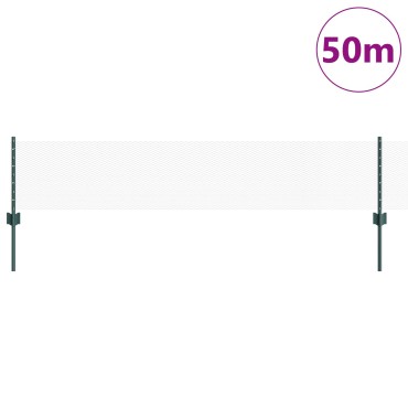 vidaXL Στήλες Φράχτη 11 τεμαχίων U-Channel Πράσινες 40cm Χάλυβας, vidaXL Εξαγωνικός Φράχτης Πράσινος 0.4x50 μ Χάλυβας
