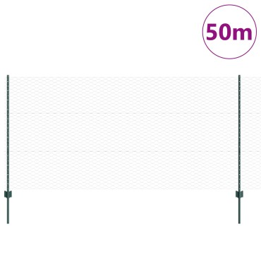 vidaXL Υποστηρίγματα Φράχτη 11 τμχ U-Channel Πράσινο 120cm Χάλυβας, vidaXL Εξαγωνικός Φράχτης Πράσινος 1,2x50 μ Χάλυβας