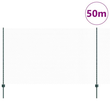 vidaXL Στηρίγματα Φράχτη 11 τεμ U-Channel Πράσινο 140cm Χάλυβας, vidaXL Εξαγωνικός Φράχτης Πράσινος 1,4x50 μ Χάλυβας