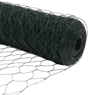 Πόμολα Fencing 11 τεμ U-Channel Πράσινα 60cm Σχάρα, vidaXL Εξαγωνικός Φράχτης Πράσινος 0.5x100 μ Σχάρα