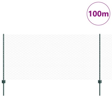 Φράχτες vidaXL 11 τεμάχια U-Channel Πράσινοι 100cm Ατσάλι, Εξαγωνικός Φράχτης vidaXL Πράσινος 1x100 μ Ατσάλι