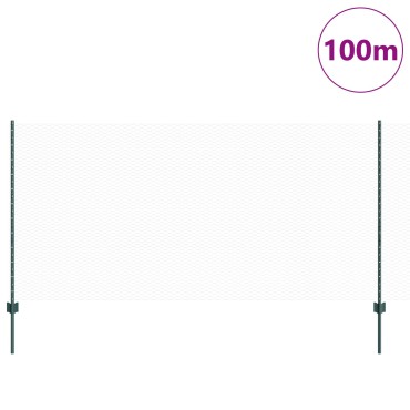 vidaXL Στήλες Φράχτη 11 τεμ U-Channel Πράσινο 120cm Χάλυβας, vidaXL Εξαγώνιος Φράχτης Πράσινος 1.2x100 μ Χάλυβας