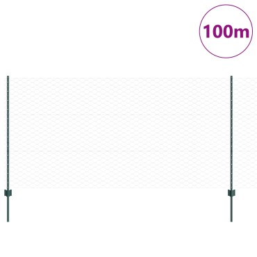 vidaXL Στηλοί Φράχτη 11 τεμ U-Channel Πράσινο 120cm Χάλυβας, vidaXL Εξαγωνικός Φράχτης Πράσινος 1,2x100 m Χάλυβας