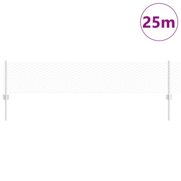 vidaXL Στήλες Φράχτη 11 τεμ U-Channel Γκρι 40cm Ατσάλι, vidaXL Εξάγωνος Φράχτης Γκρι 0.4x25 μ Ατσάλι