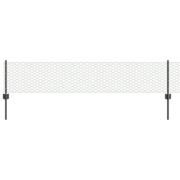 vidaXL Στήλες Φράχτη 11 τεμ U-Channel Γκρι 40cm Ατσάλι, vidaXL Εξάγωνος Φράχτης Γκρι 0.4x25 μ Ατσάλι