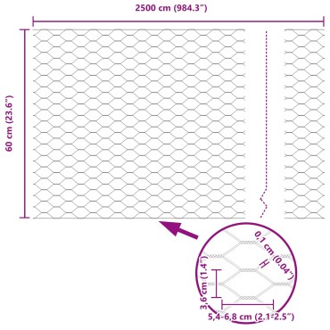 vidaXL Στυλοβάτες Φράχτη 11 τμχ U-Channel Γκρι 60cm Χάλυβας, vidaXL Εξαγωνικός Φράχτης Γκρι 0.6x25 μ Χάλυβας