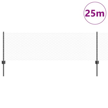 vidaXL Στυλοβάτες Φράχτη 11 τμχ U-Channel Γκρι 60cm Χάλυβας, vidaXL Εξαγωνικός Φράχτης Γκρι 0.6x25 μ Χάλυβας