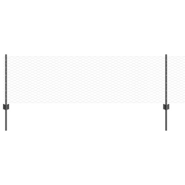 vidaXL Στυλοβάτες Φράχτη 11 τμχ U-Channel Γκρι 60cm Χάλυβας, vidaXL Εξαγωνικός Φράχτης Γκρι 0.6x25 μ Χάλυβας