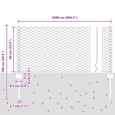 vidaXL Στυλοβάτες Φράχτη 11 τμχ U-Channel Γκρι 60cm Χάλυβας, vidaXL Εξαγωνικός Φράχτης Γκρι 0.6x25 μ Χάλυβας