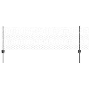 vidaXL Πόστα 11 τεμ U-Channel Γκρι 60cm Χάλυβας, vidaXL Εξαγωνικός Φράχτης Γκρι 0.6x25 m Χάλυβας