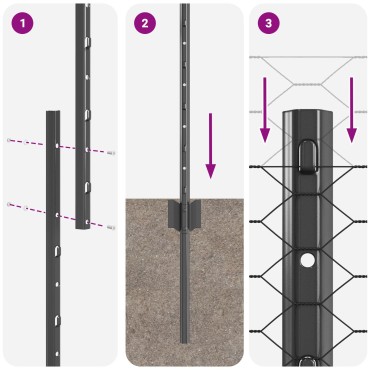 vidaXL Φράκτες 22 τεμ U-Channel Γκρι 140cm Ατσάλι, vidaXL Εξαγωνικός Φράκτης Γκρι 1.4x25 μ Ατσάλι