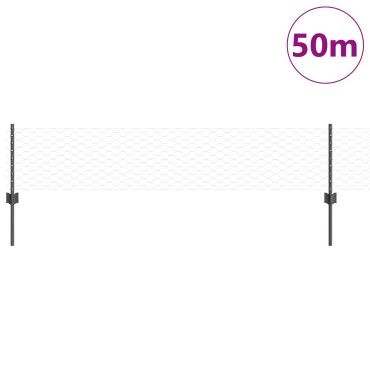 vidaXL Στυλοί Φράχτη 11 τεμ U-Channel Γκρι 40cm Χάλυβας, vidaXL Εξαγωνικός Φράχτης Γκρι 0.4x50 m Χάλυβας