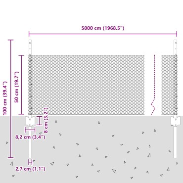 Φράκτες vidaXL 11 τμχ U-Channel Γκρι 60cm Ατσάλι, Εξαγωνικός Φράκτης vidaXL Γκρι 0.5x50 μ Ατσάλι