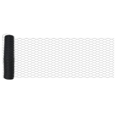 vidaXL Στήλες Φράχτη 11 τμχ U-Channel Γκρι 60cm Χάλυβας, vidaXL Εξαγωνικός Φράχτης Γκρι 0,6x50 μ Χάλυβας