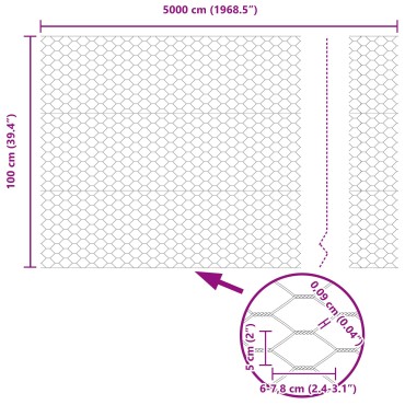 vidaXL Στυλοβάτες Φράκτη 22 τεμάχια U-Channel Γκρι 100cm Χάλυβας, vidaXL Εξαγωνισμένος Φράκτης Γκρι 1x50 μ Χάλυβας