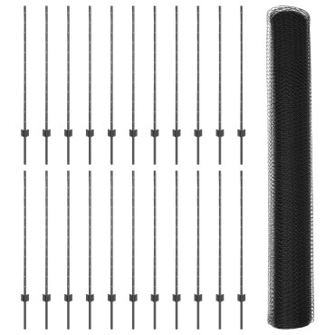 Στυλό Φράχτη vidaXL 22 τεμ U-Channel Γκρι 120cm Χάλυβας, Εξαγωνικός Φράχτης vidaXL Γκρι 1.2x50 μ Χάλυβας