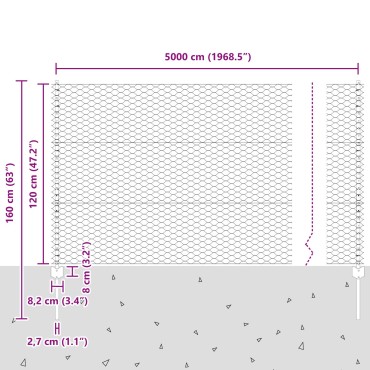 vidaXL Πόλοι φράκτη 22 τμχ U-Channel Γκρι 120cm Ατσάλι, vidaXL Εξαγωνικός Φράκτης Γκρι 1,2x50 μ Ατσάλι