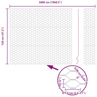 Φράχτες vidaXL 22 τεμ U-Channel Γκρι 120cm Χάλυβας, Εξαγωνικός Φράχτης vidaXL Γκρι 1.2x50 μ Χάλυβας
