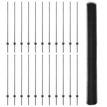 vidaXL Στήλες φράχτη 22 τμχ U-Channel Γκρι 140cm Χάλυβας, vidaXL Εξαγωνικός φράκτης Γκρι 1.4x50 μ. Χάλυβας